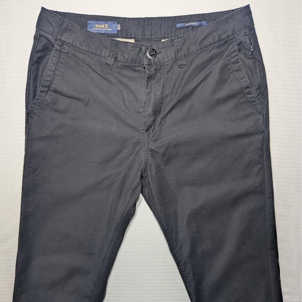 Roark Men 32 Straight Fit Porter 3.0 Chino Pants Black Cotton Nylon Tech Stretch